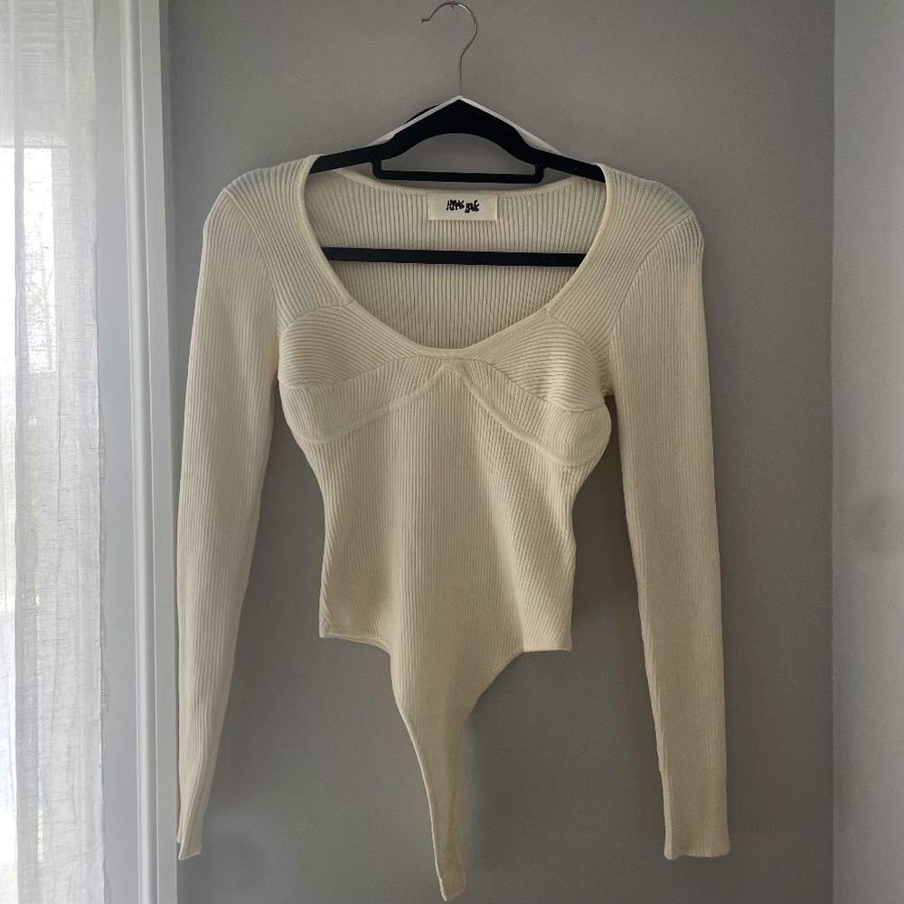 White Knit High-Leg Bodysuit